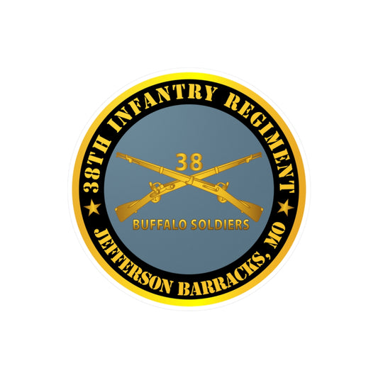 Kiss-Cut Vinyl Decals - Army - 38th Infantry Regiment - Buffalo Soldiers - Jefferson Barracks, MO w Inf Branch