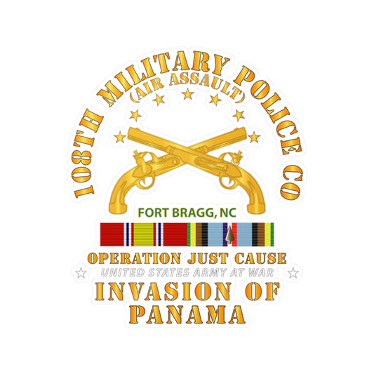 Kiss-Cut Vinyl Decals - Just Cause - 108th Military Police Co-Air Assault - FBNC w Svc Ribbons