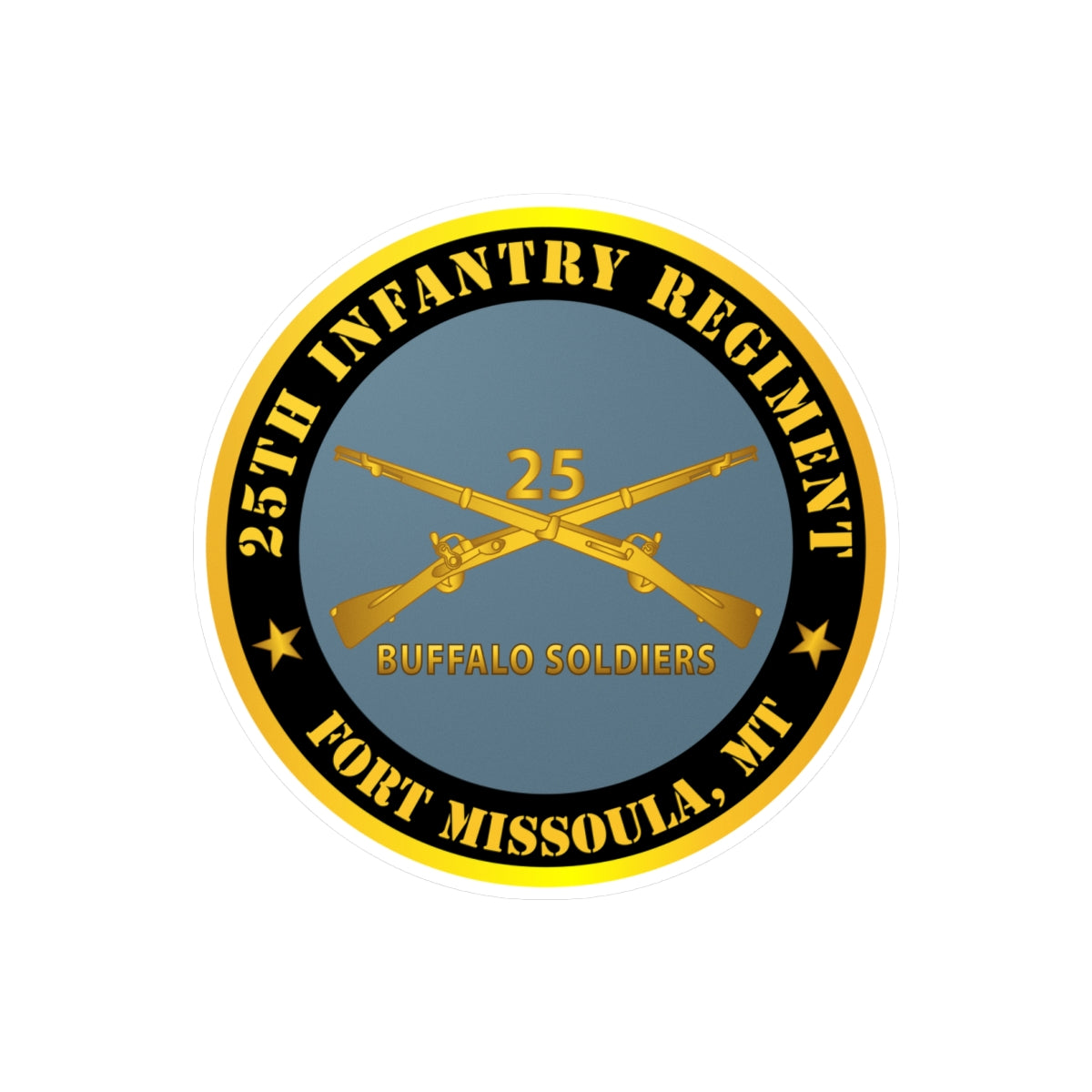 Kiss-Cut Vinyl Decals - Army - 25th Infantry Regiment - Fort Missoula, MT - Buffalo Soldiers w Inf Branch