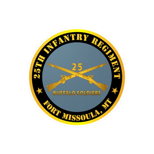 Kiss-Cut Vinyl Decals - Army - 25th Infantry Regiment - Fort Missoula, MT - Buffalo Soldiers w Inf Branch
