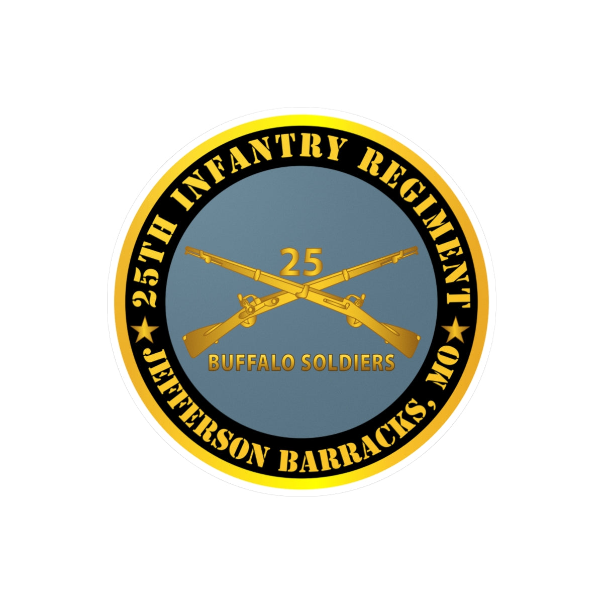 Kiss-Cut Vinyl Decals - Army - 25th Infantry Regiment - Jefferson Barracks, MO - Buffalo Soldiers w Inf Branc
