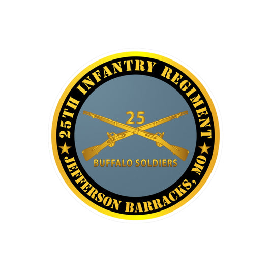 Kiss-Cut Vinyl Decals - Army - 25th Infantry Regiment - Jefferson Barracks, MO - Buffalo Soldiers w Inf Branc