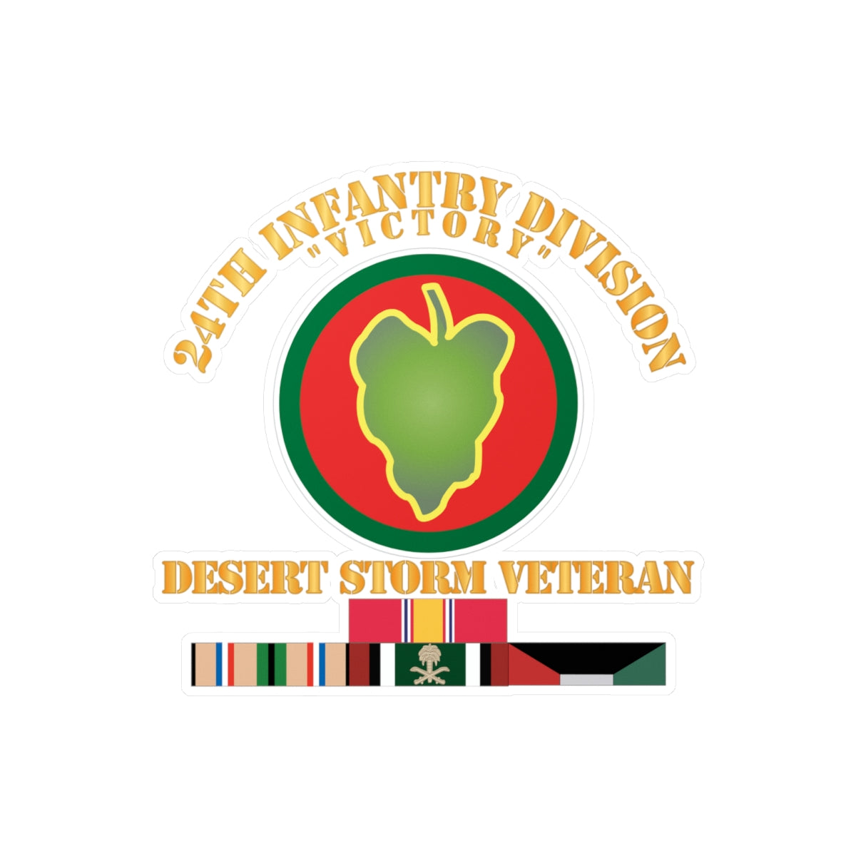 Kiss-Cut Vinyl Decals - Army - 24th Infantry Division - Desert Storm Veteran X 300
