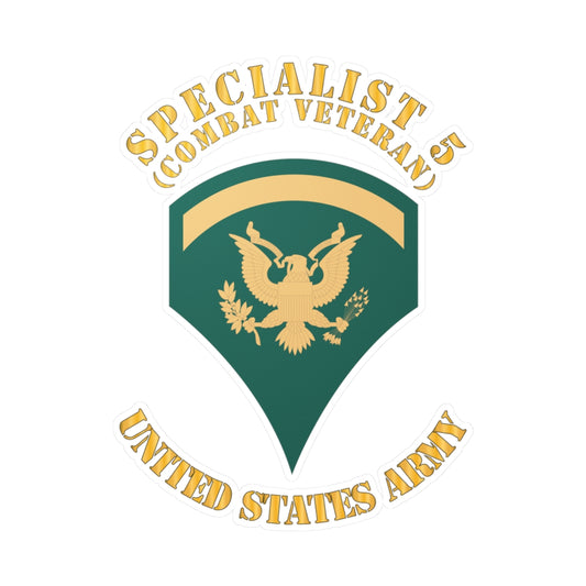 Kiss-Cut Vinyl Decals - Army - Enlisted - SPEC 5 - Specialist 5  - Std - Combat Veteran X 300