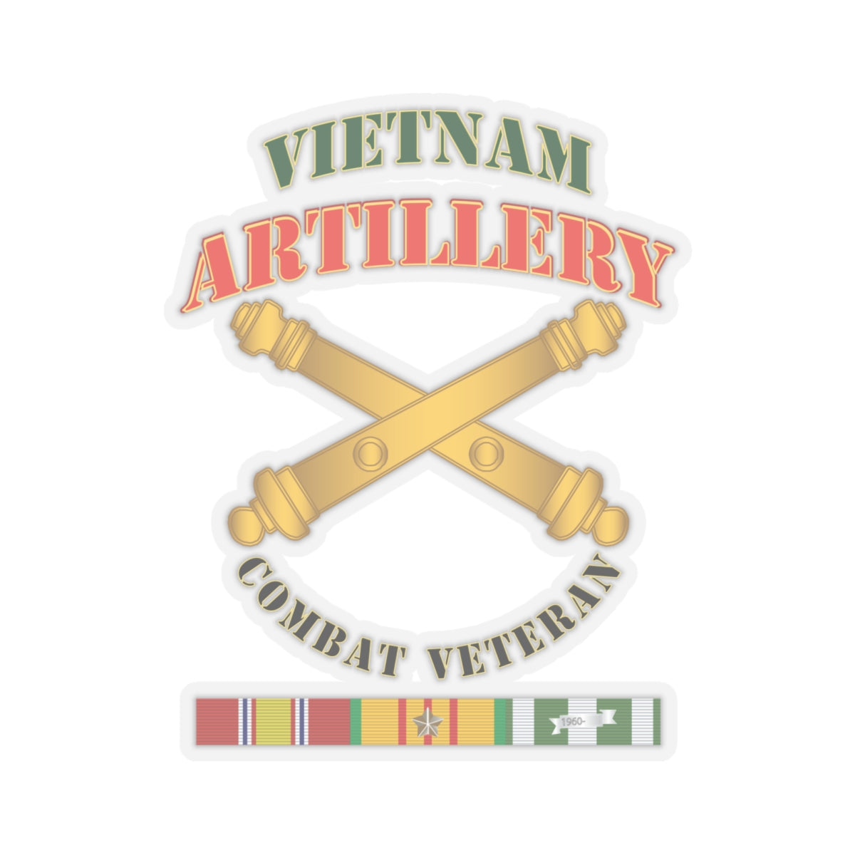 Kiss-Cut Stickers - Army - Artillery - Vietnam - Combat Vet