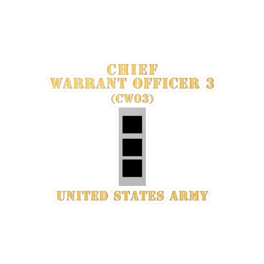 Kiss-Cut Vinyl Decals - Army - Chief Warrant Officer 3 - CW03 - Flat - X 300