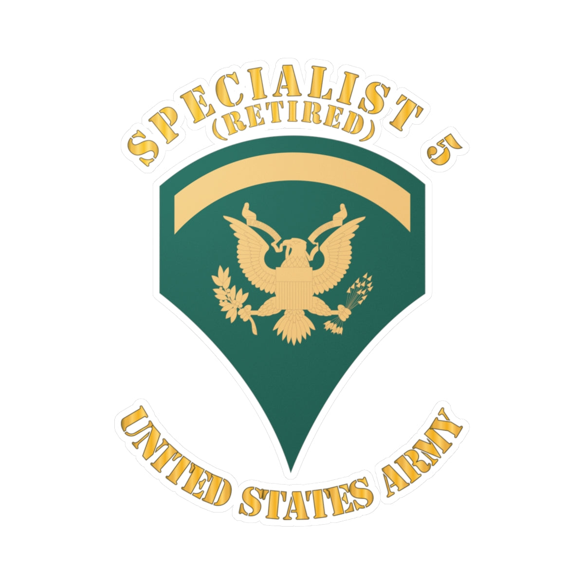 Kiss-Cut Vinyl Decals - Army - Enlisted - SPEC 5 - Specialist 5  - Std - Retired X 300