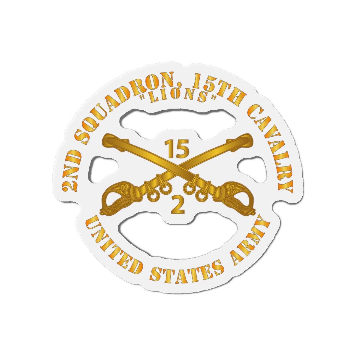 Die-Cut Magnets - Army -  2nd Squadron, 15th Cavalry - Lions w Br