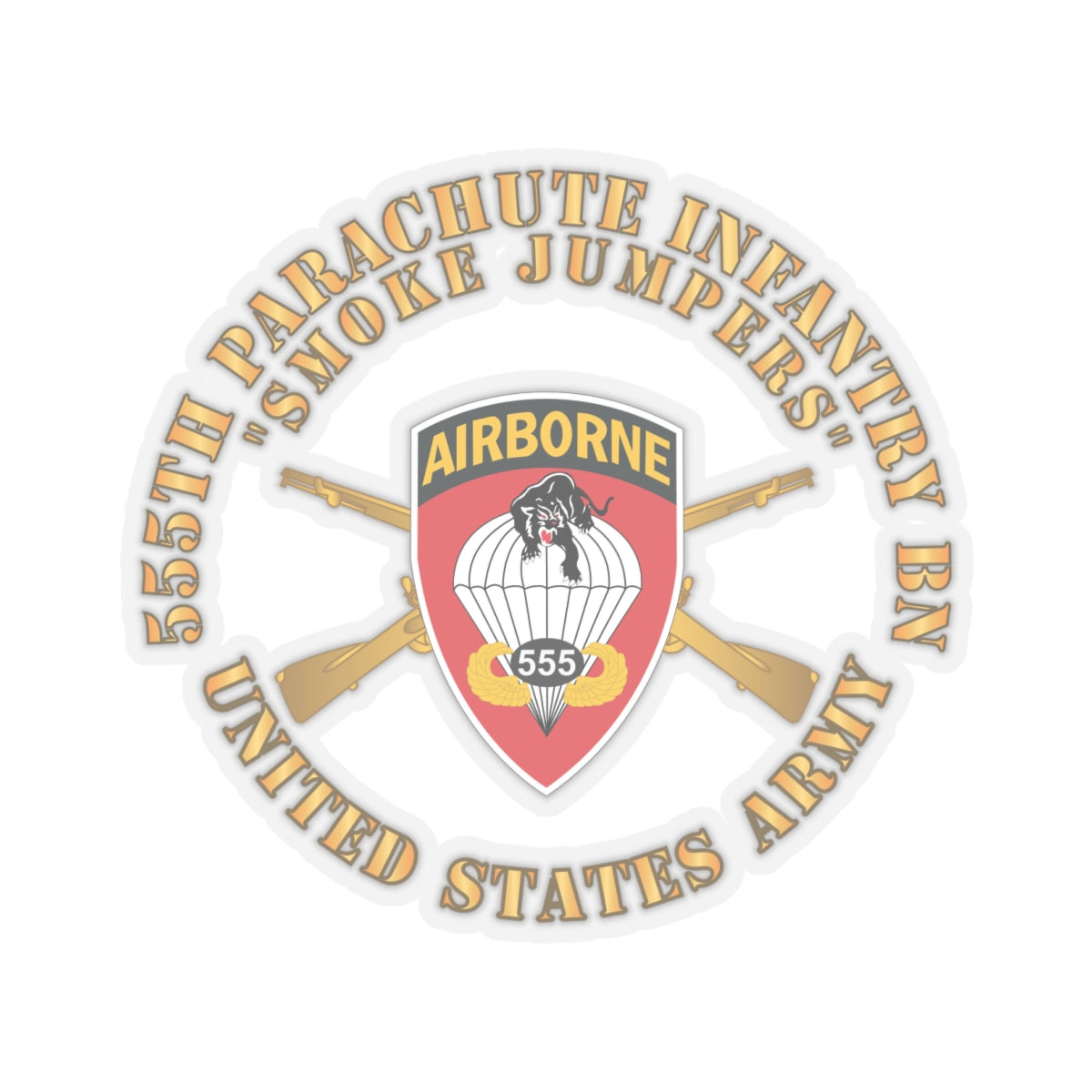Army - 555th Infantry Parachute Bn SSI - Smoke Jumpers w Br X 300