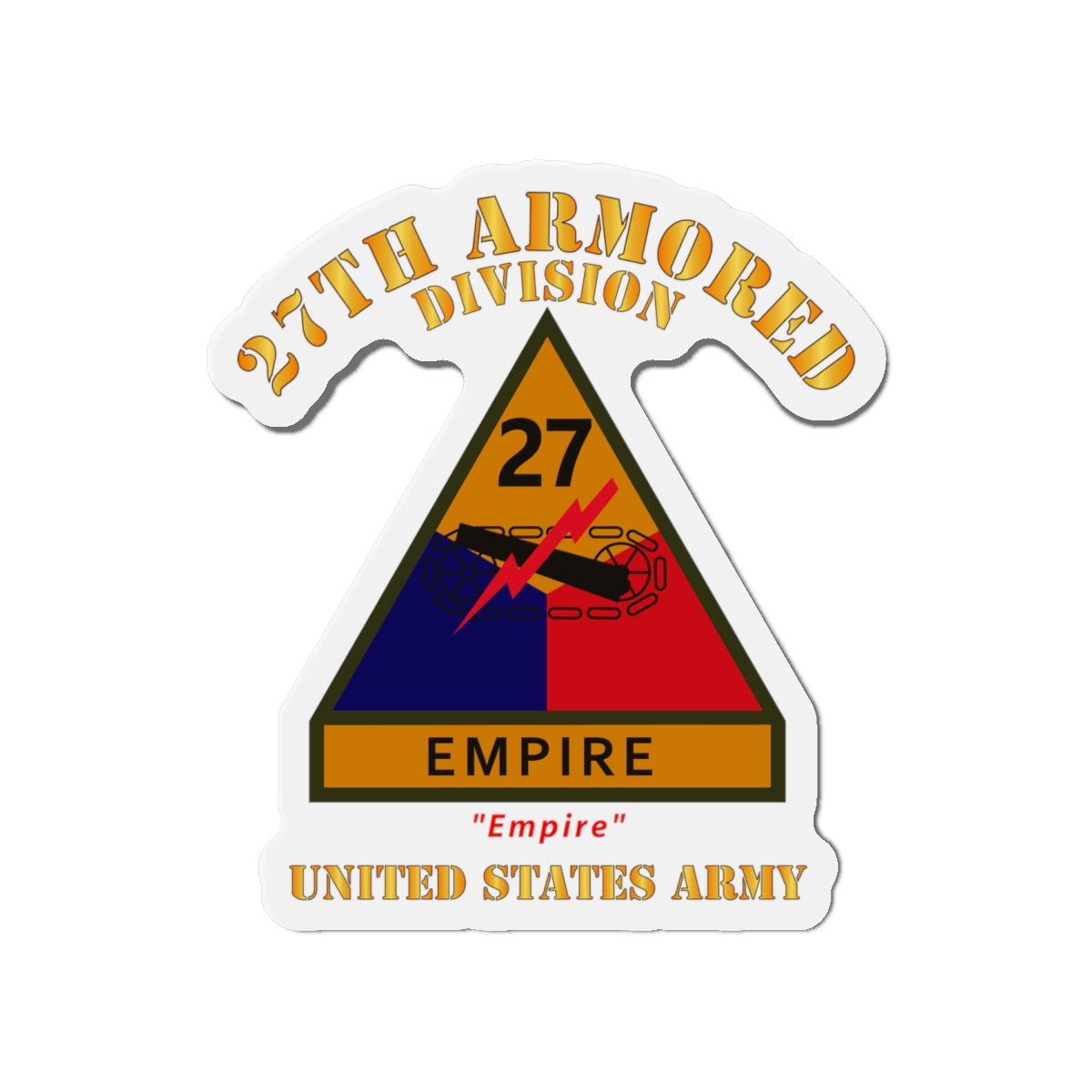 Die-Cut Magnets - Army - SSI - 27th Armored Division w Name Tape - Empire - US Army X 300