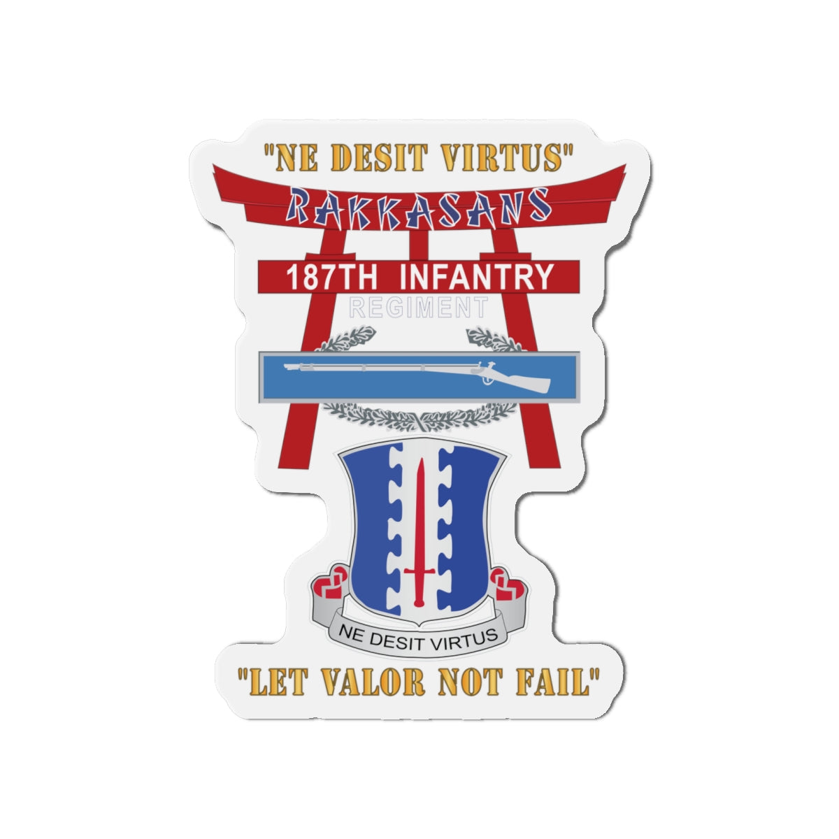 Die-Cut Magnets - Army - 187th Infantry Regiment - Torii, Rakkasans, Let Valor Not Fail, English, Latin w CIB X 300