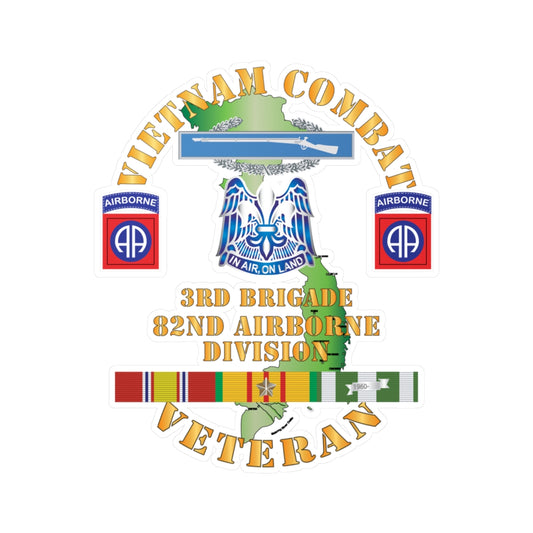 Kiss-Cut Vinyl Decals - Army - Vietnam Combat Vet - 3rd Bde 82nd Airborne Div DUI w VN SVC  X 300