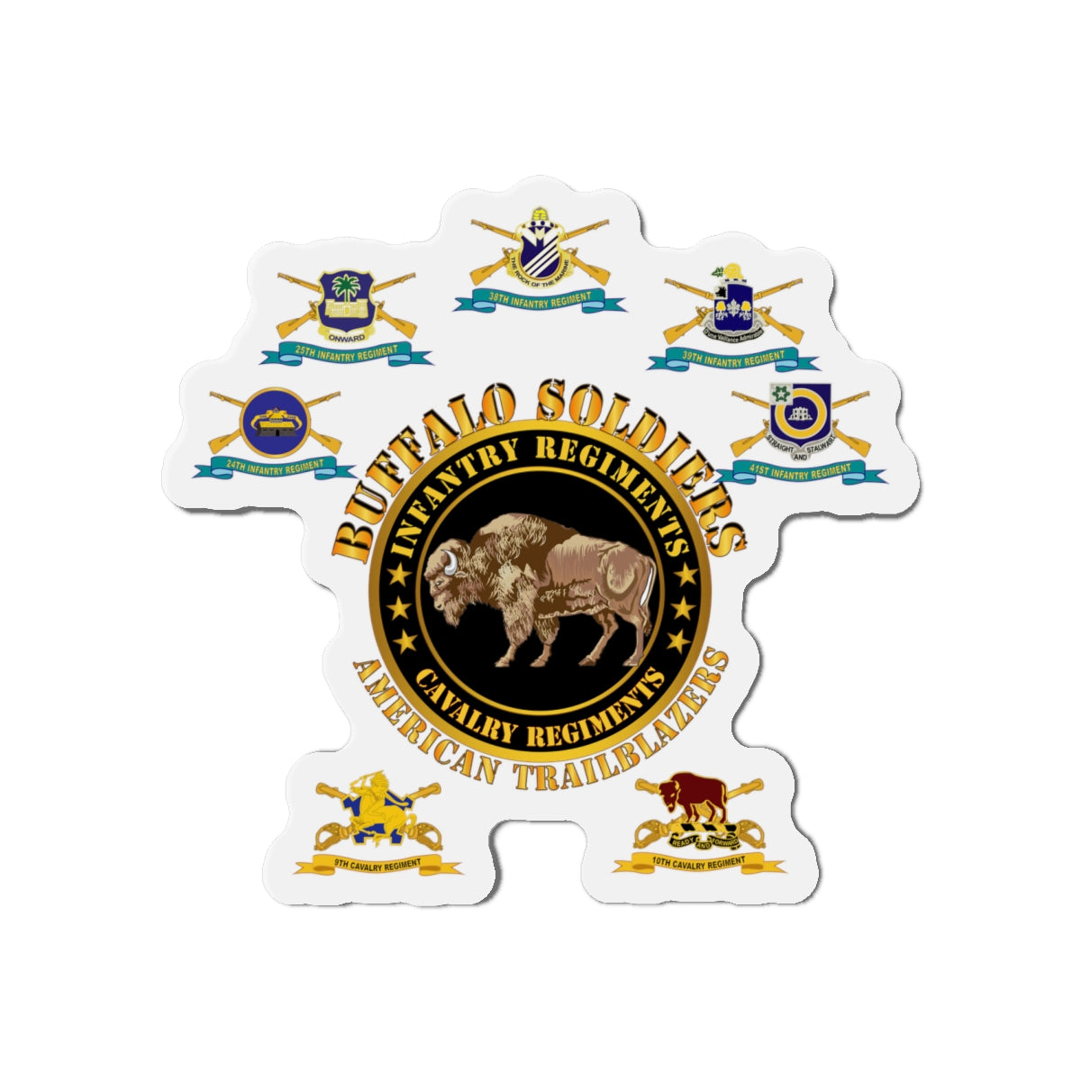 Die-Cut Magnets - Army - Buffalo Soldiers - Infantry - Cavalry Regiments - All DUIs X 300