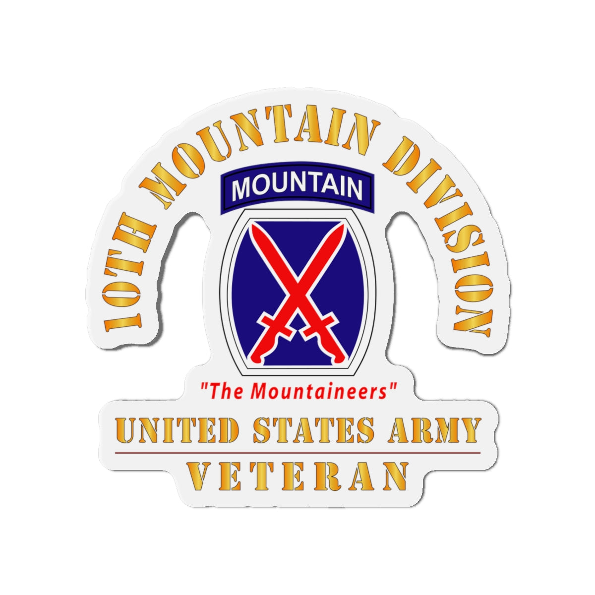 Die-Cut Magnets - Army - SSI - 10th Mountain Division - The Mountaineers  - US Army Veteran X 300