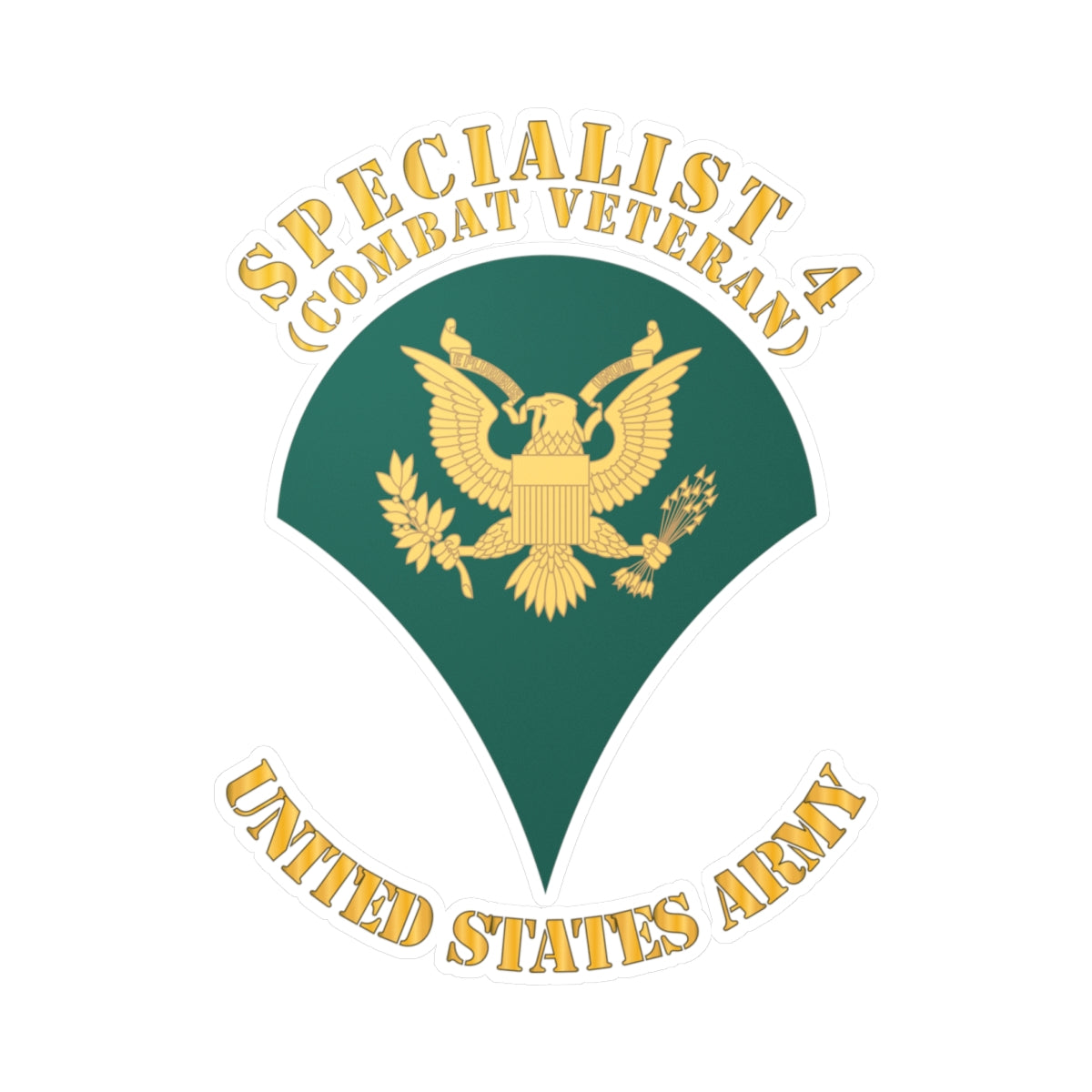 Kiss-Cut Vinyl Decals - Army - Enlisted - SPC 4 - Specialist 4  - Std - Combat Veteran X 300
