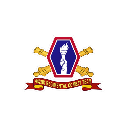 Kiss-Cut Vinyl Decals - Army - 442nd Infantry Regimental Combat Team w Artillery Br - SSI - Ribbon X 300