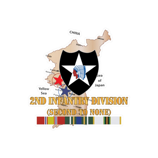 Kiss-Cut Vinyl Decals - Army - Korea Map - 2nd Infantry Div - Second to None w SVC X 300
