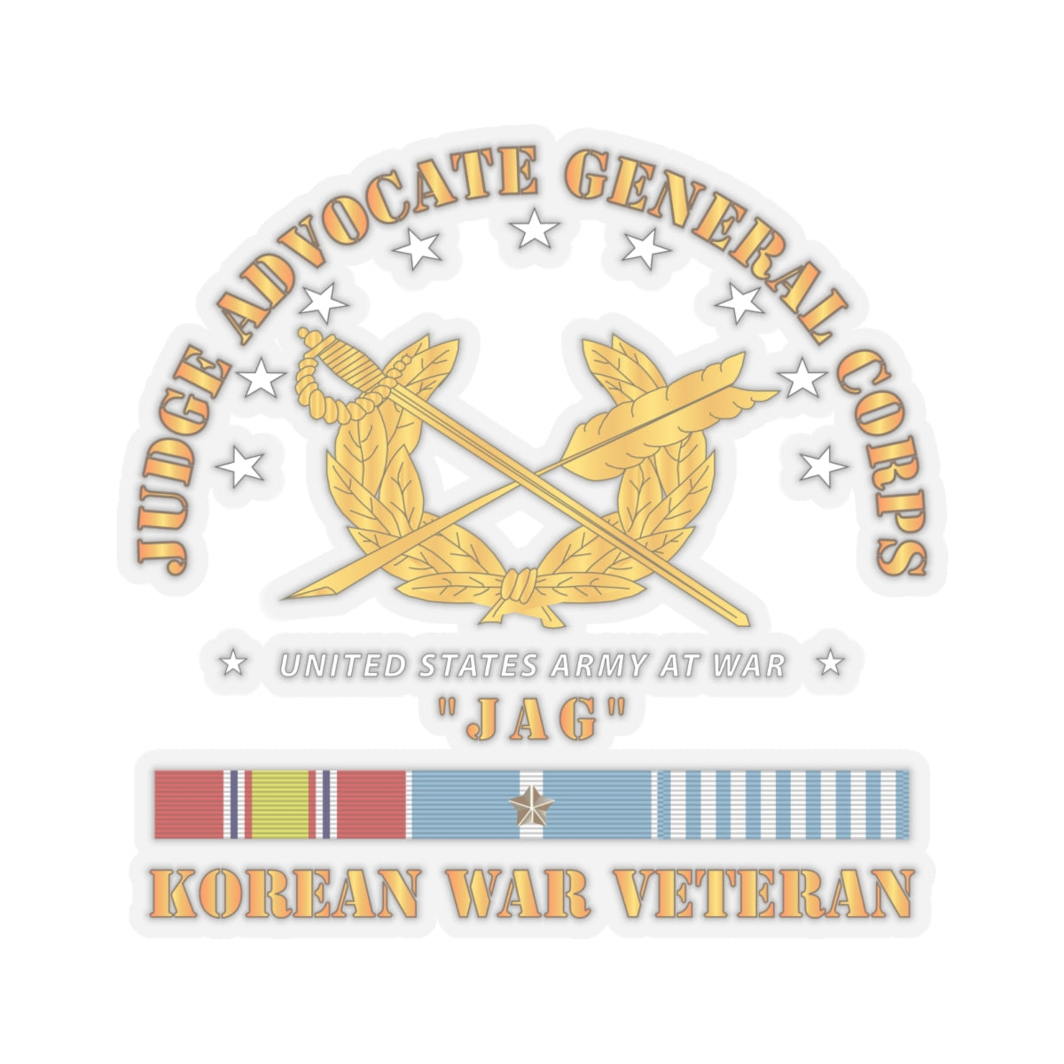 Kiss-Cut Stickers - Army - JAG Branch w KOREAN SVC
