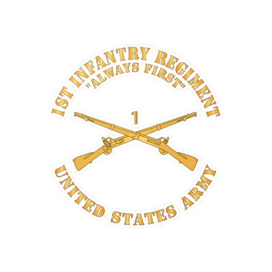 Kiss-Cut Vinyl Decals - Army - 1st Infantry Regiment Branch - Always First - US Army X 300