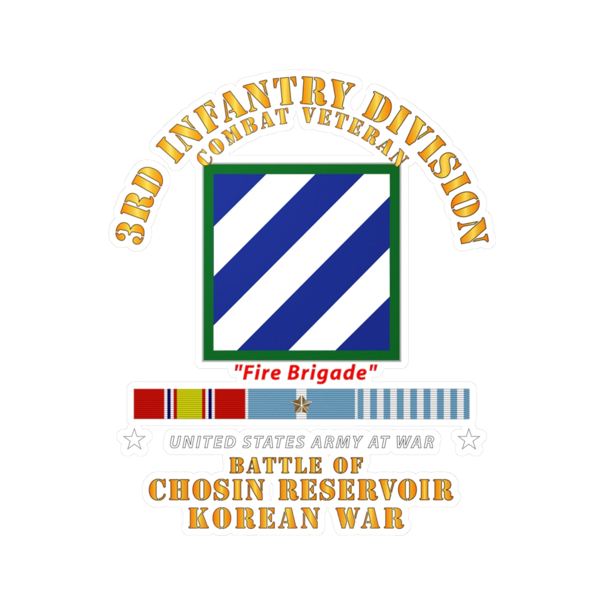 Kiss-Cut Vinyl Decals - Army - 3rd ID - Battle Chosin Reservoir w KOREA War SVC