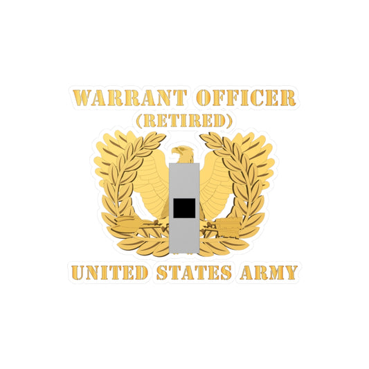 Kiss-Cut Vinyl Decals - Army - Warrant Officer - W01 - Retired - Flat - Eagle and Bar X 300