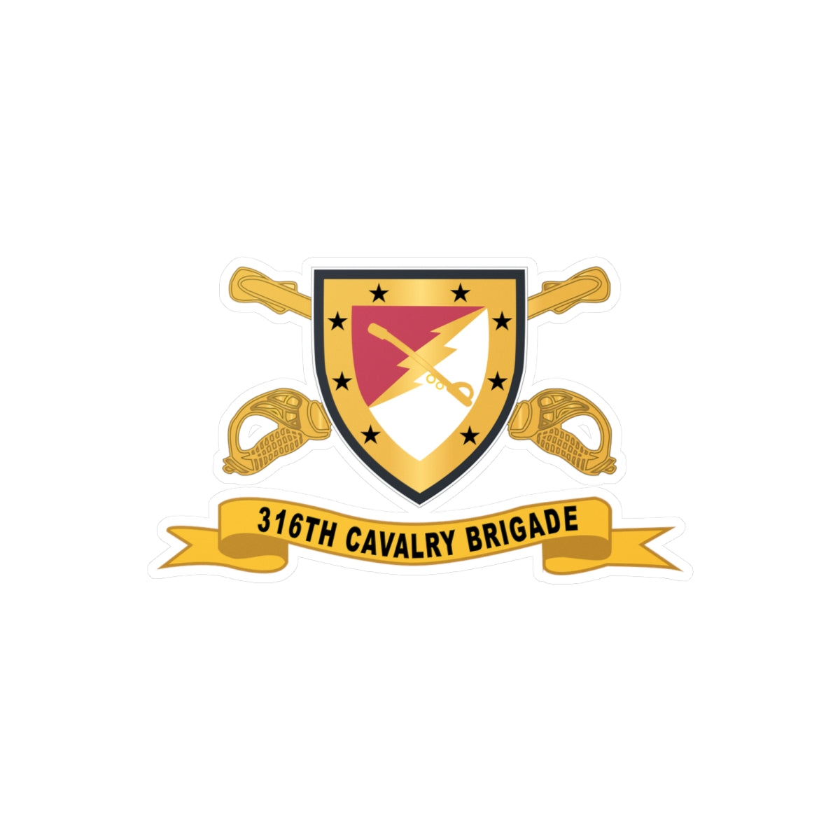Kiss-Cut Vinyl Decals - Army  - 316th Cavalry Brigade - SSI w Br - Ribbon X 300