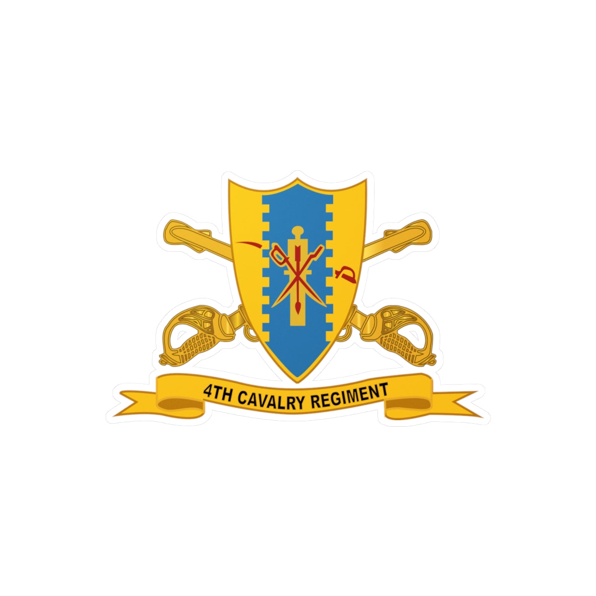 Kiss-Cut Vinyl Decals - Army - 4th Cavalry Regiment w Br - Ribbon