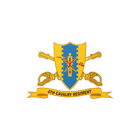 Kiss-Cut Vinyl Decals - Army - 4th Cavalry Regiment w Br - Ribbon