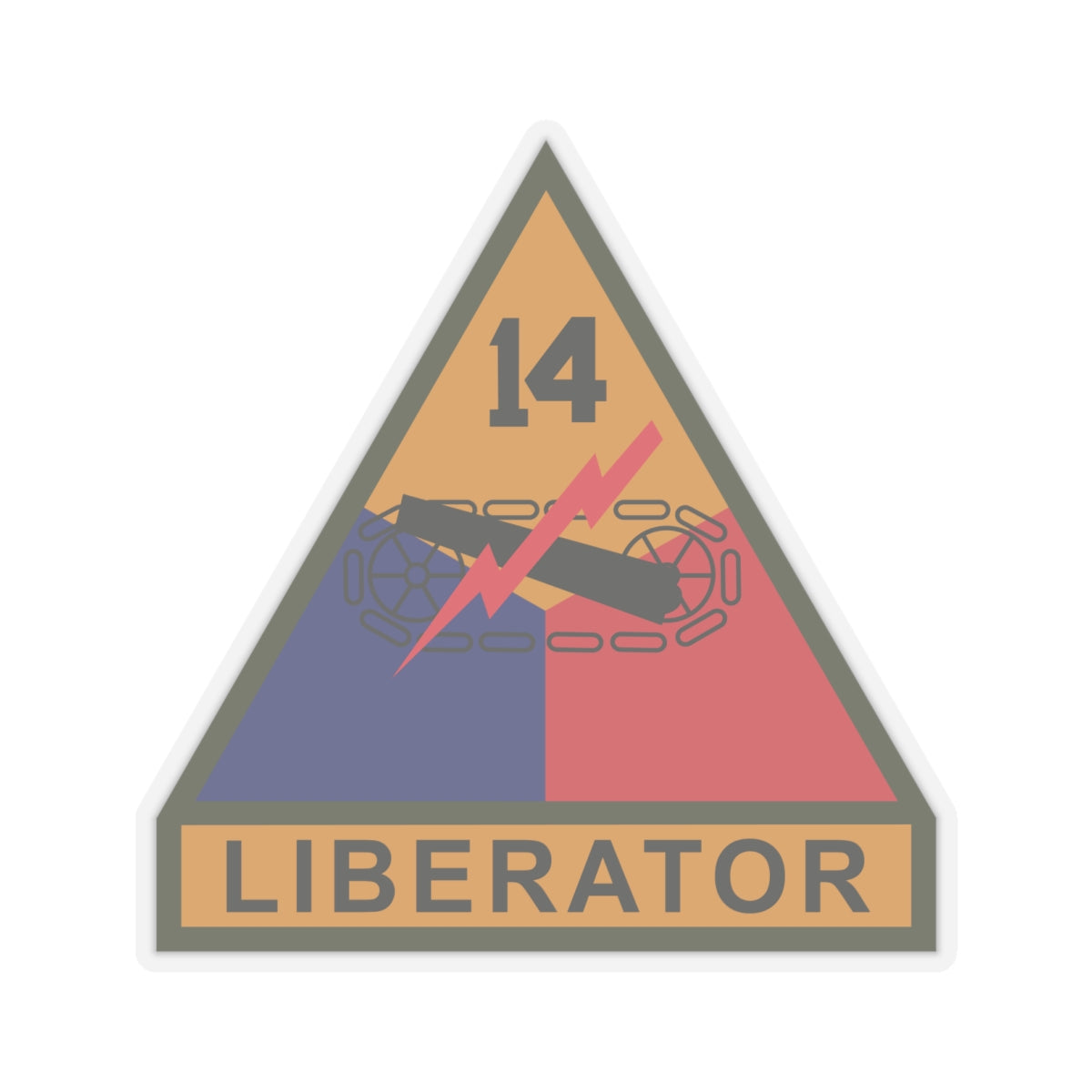Kiss-Cut Stickers - SSI - 14th Armored Division w Name Tape X 300