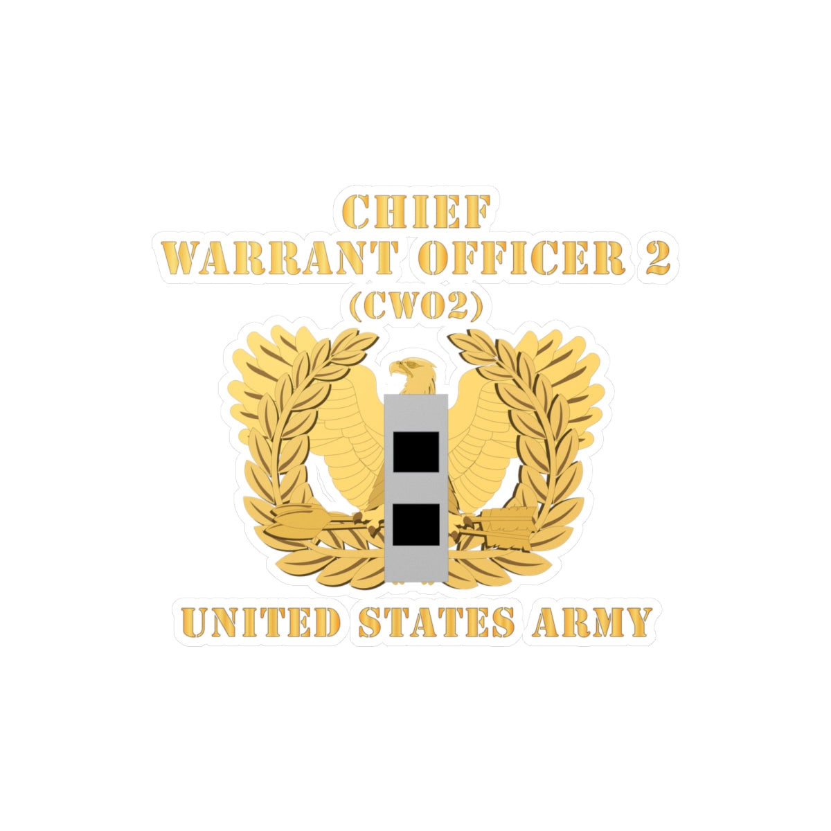 Kiss-Cut Vinyl Decals - Army - Chief Warrant Officer - CW02 - Flat - Eagle and Bar X 300