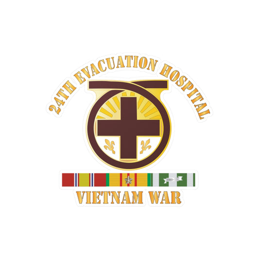 Kiss-Cut Vinyl Decals - Army - 24th Evacuation Hospital - Vietnam War w  V N SVC X 300