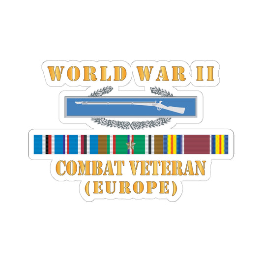 Kiss - Cut Stickers - Army -  World War II SVC Bar  w CIB - Combat Veteran - Europe X 300