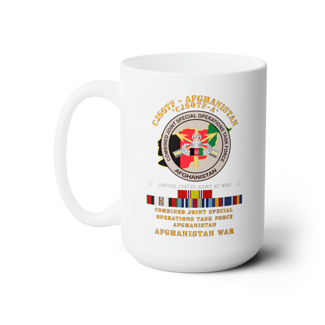 White Ceramic Mug 15oz - Army - Combined Joint Special Operations Task Force - Afghanistan w AFGHAN SVC