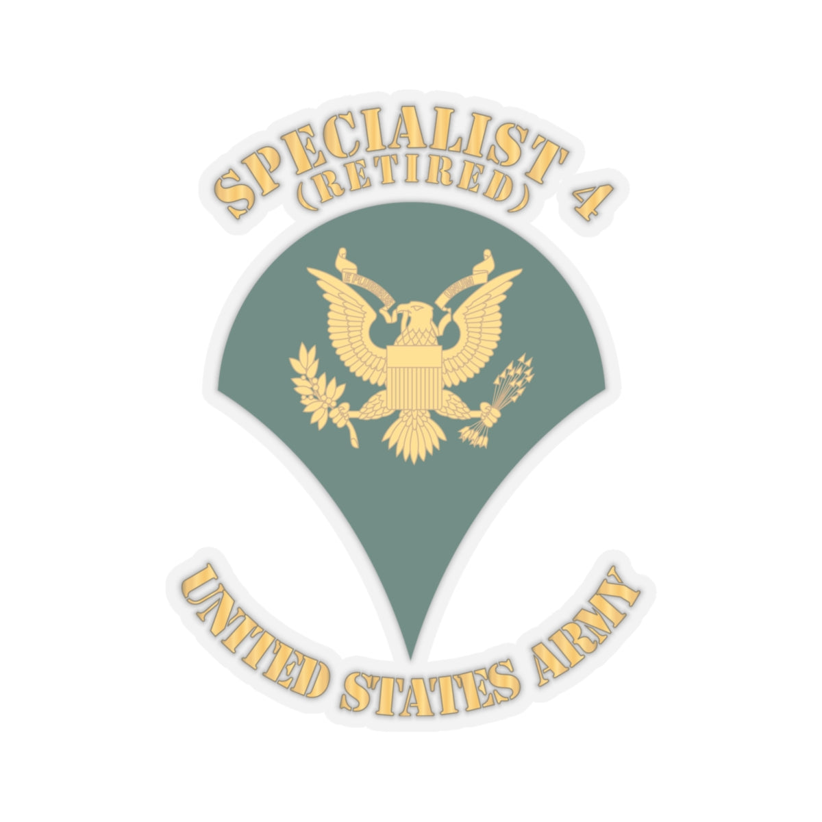 Kiss-Cut Stickers Army -Army - Enlisted - SPC 4 - Specialist 4  - Std - Retired X 300