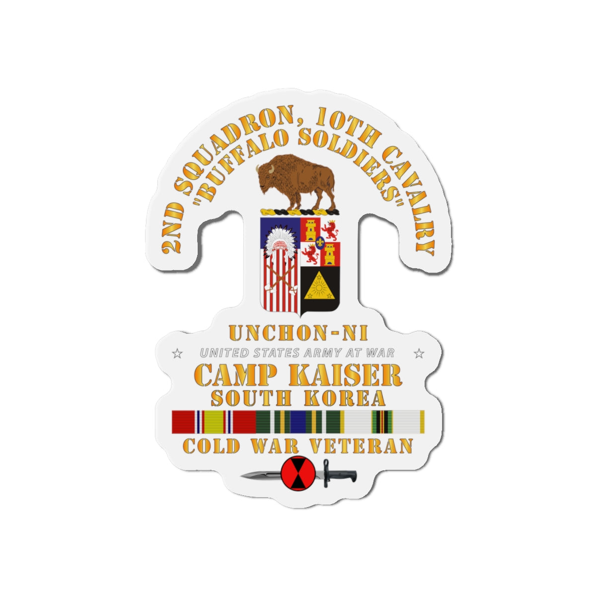 Die-Cut Magnets - Army - 2nd Squadron 10th Cavalry - 7th ID - Camp Kaiser Korea - Unchon-Ni