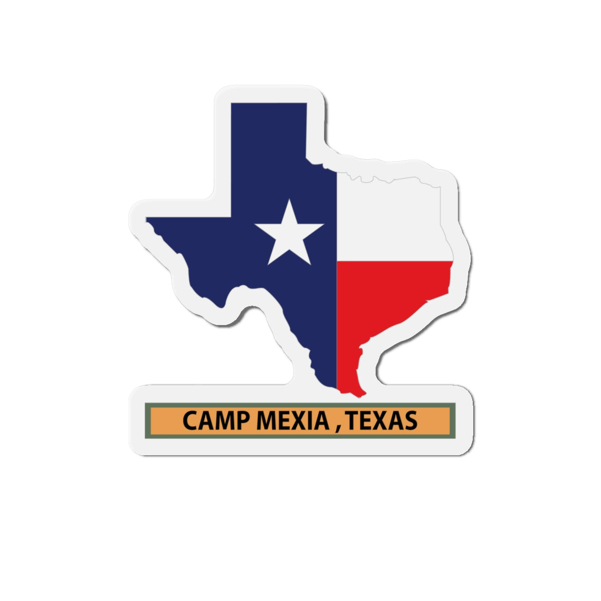 Die-Cut Magnets - Texas Map Overprint with Texas State Flag - Camp Mexia, Texas X 300