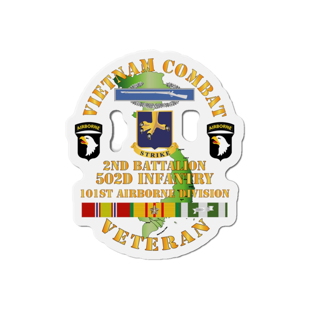 Die-Cut Magnets - Vietnam Combat Vet - 2nd Bn 502nd Infantry - 101st Airborne Div SSI