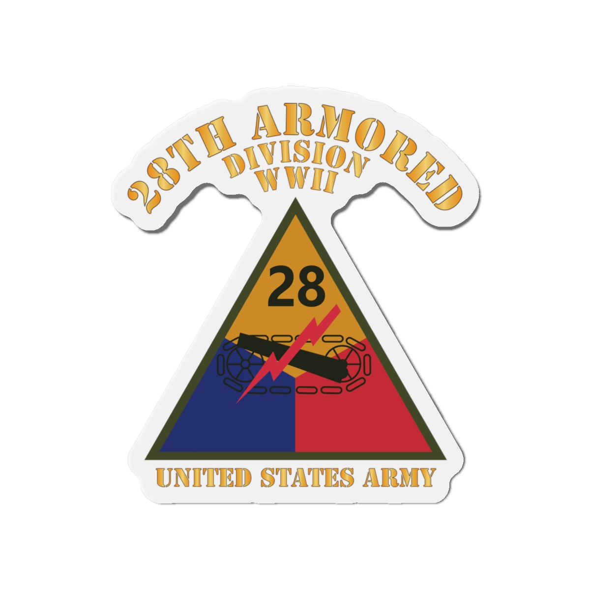 Die-Cut Magnets - Army - SSI - 28th Armored Division - WWII - US Army X 300