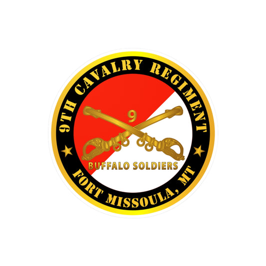 Kiss-Cut Vinyl Decals - Army - 9th Cavalry Regiment - Fort Missoula,  MT - Buffalo Soldiers w Cav Branch