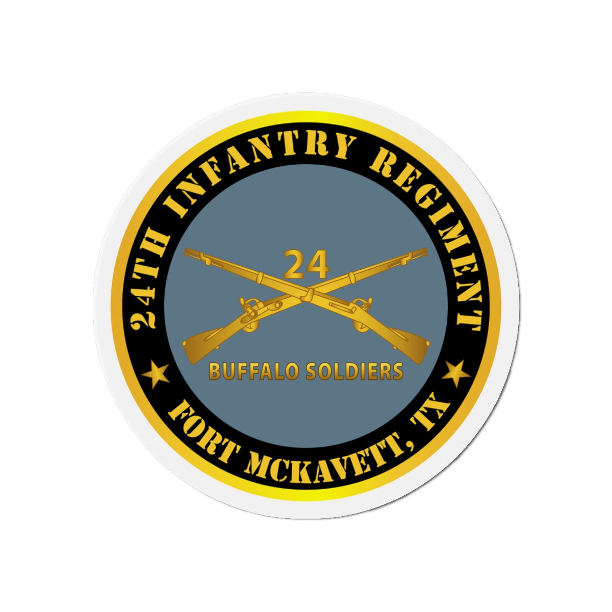 Die-Cut Magnets - 24th Infantry Regiment - Fort McKavett, TX - Buffalo Soldiers w Inf Branch