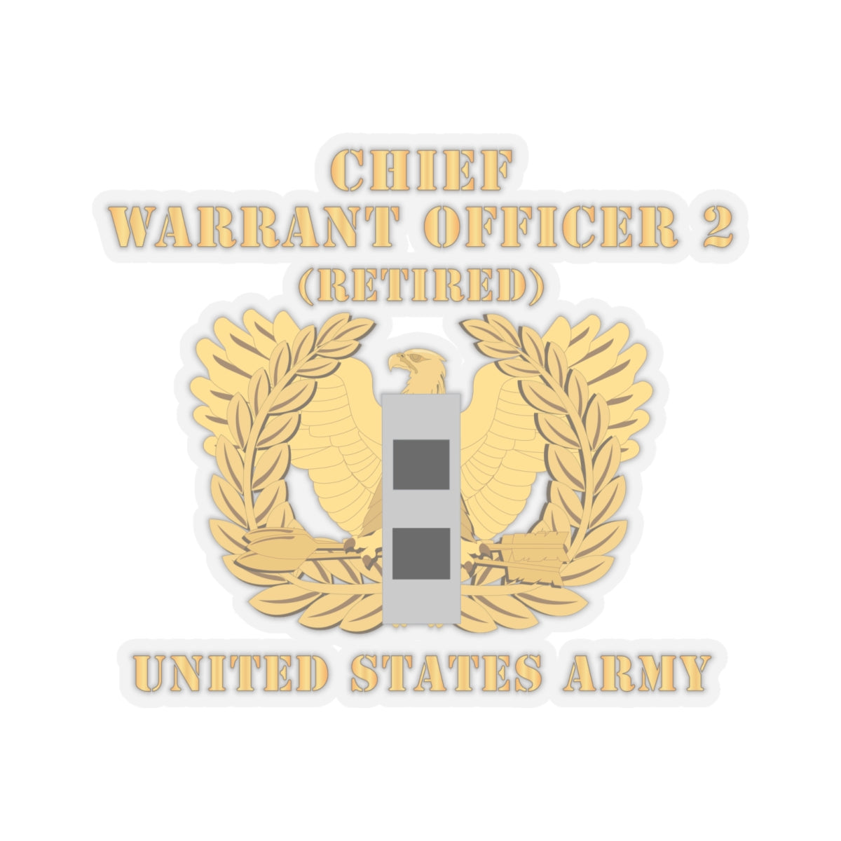 Kiss-Cut Stickers - Army - Chief Warrant Officer - CW02 - Retired - Flat - Eagle and Bar X 300
