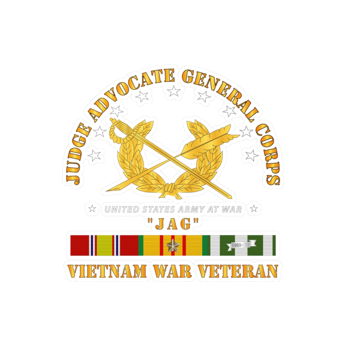 Kiss-Cut Vinyl Decals - Army - JAG Branch w VN SVC