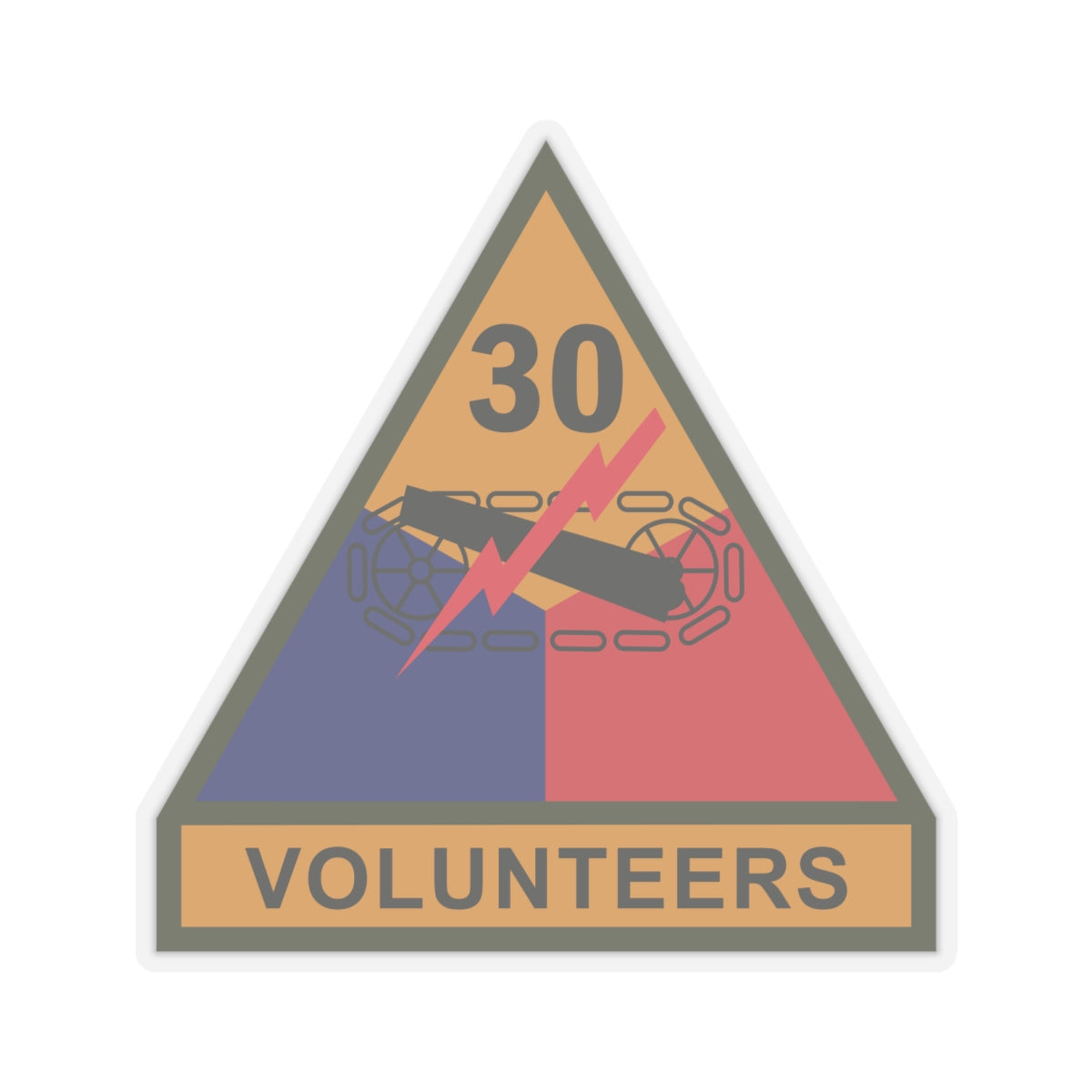 Kiss-Cut Stickers - SSI - 30th Armored Division w Name Tape X 300