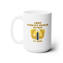 Load image into Gallery viewer, White Ceramic Mug 15oz - Army - Emblem - Warrant Officer 5 - CW5 w Eagle - US Army - Retired - Flat  X 300 - Hat
