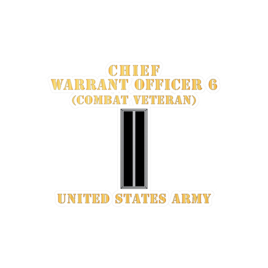 Kiss-Cut Vinyl Decals - Army - Chief Warrant Officer 6 - CW06 - Combat Veteran - Flat - X 300