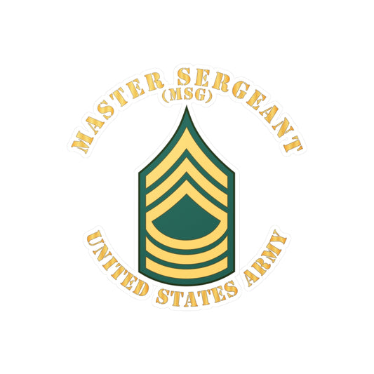 Kiss-Cut Vinyl Decals - Army - Master Sergeant - MSG - Flat X 300