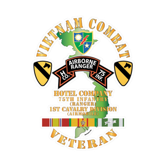 Kiss-Cut Vinyl Decals - Army - Vietnam Combat Veteran - H Co 75th Inf Ranger - 1st Cav Div X 300