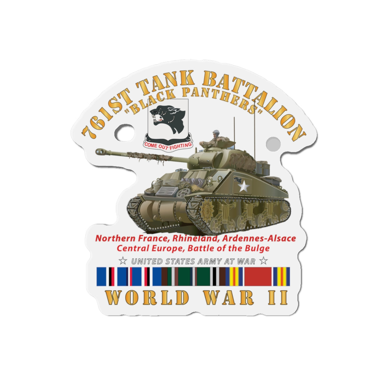 Die-Cut Magnets -SSI -Army - 761st Tank Battalion - Black Panthers - w Tank WWII  EU SVC