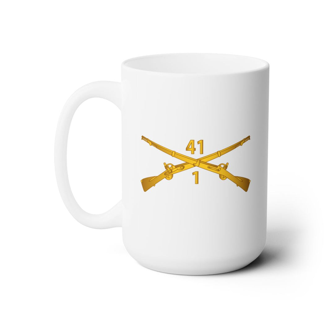 White Mug 15oz -Army - 1st Bn 41st  Infantry wo Txt X 300 - Hat