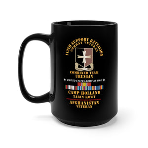 Black Mug 15oz - 113th Support Battalion - Camp Holland Afghanistan Vet w AFGHAN SVC X 300